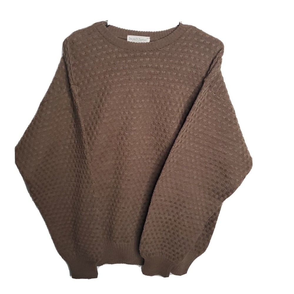 Tricots St Raphael Sweater Mens X-Large Brown Waffle Pullover Casual